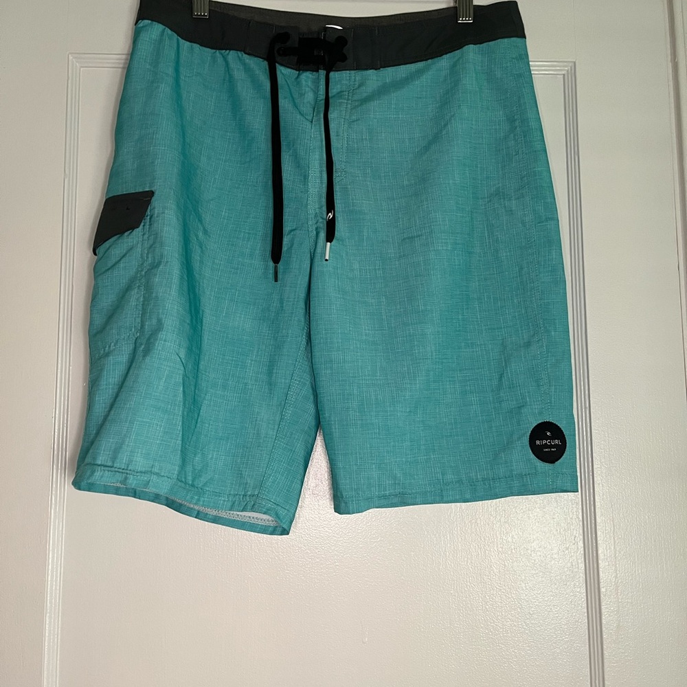 Rip Curl Board Shorts Mens 31 Teal Black Surf Swim Trunks